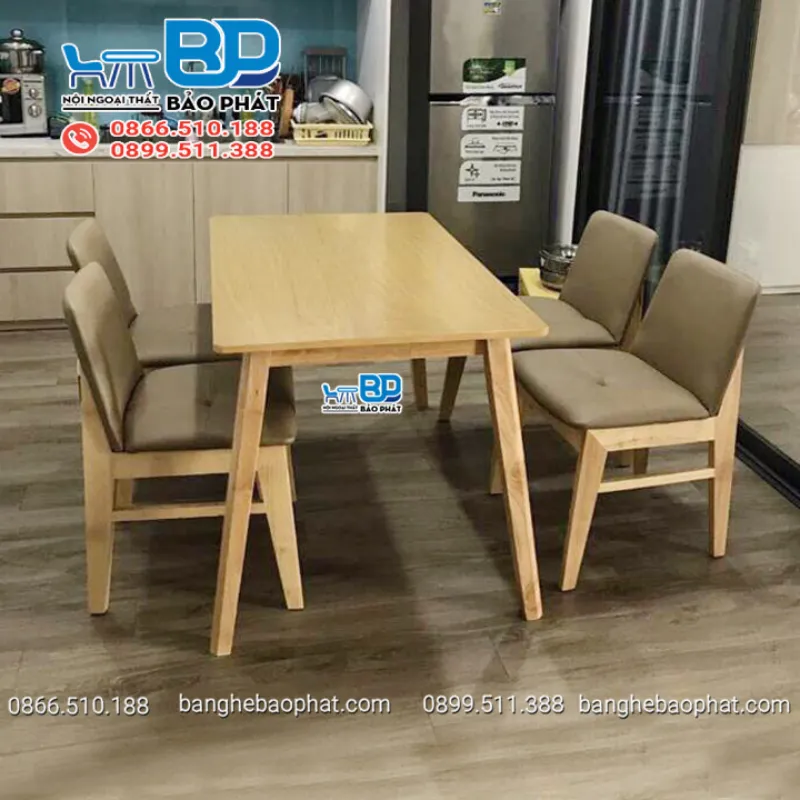 Bộ bàn ăn 4 ghế gỗ nệm Obama