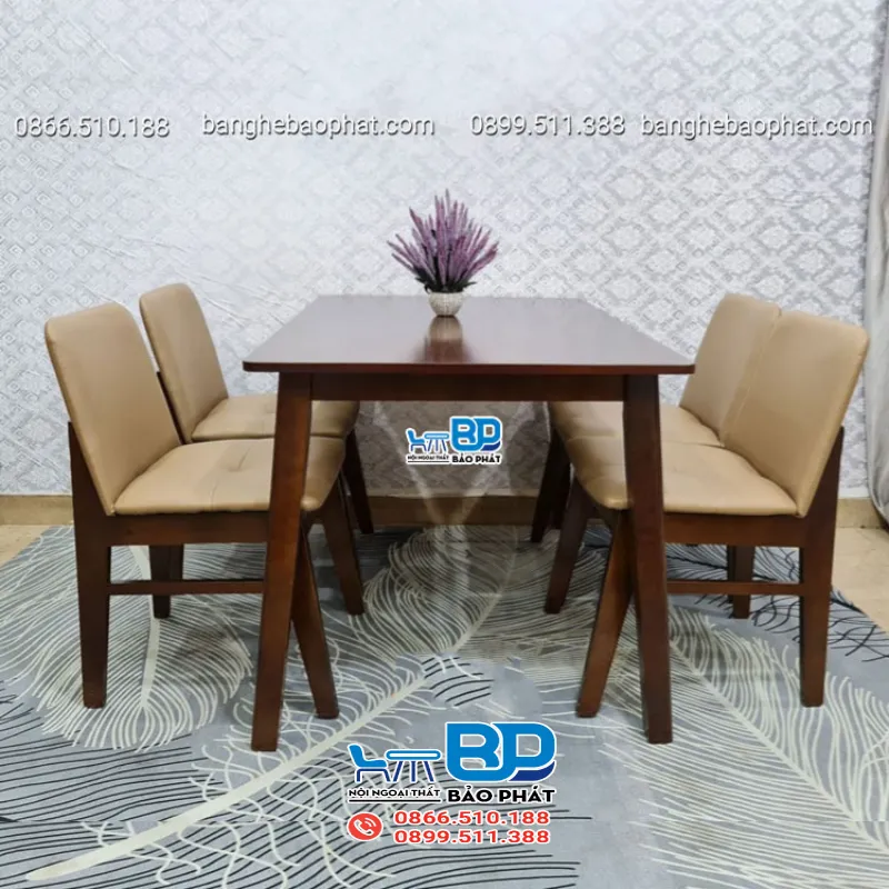 Bộ bàn ăn 4 ghế hiện đại gỗ nệm Obama