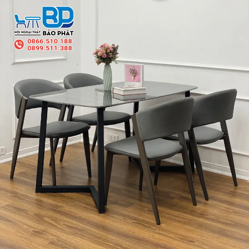 Bộ bàn ăn 4 ghế mặt đá nhập khẩu cao cấp