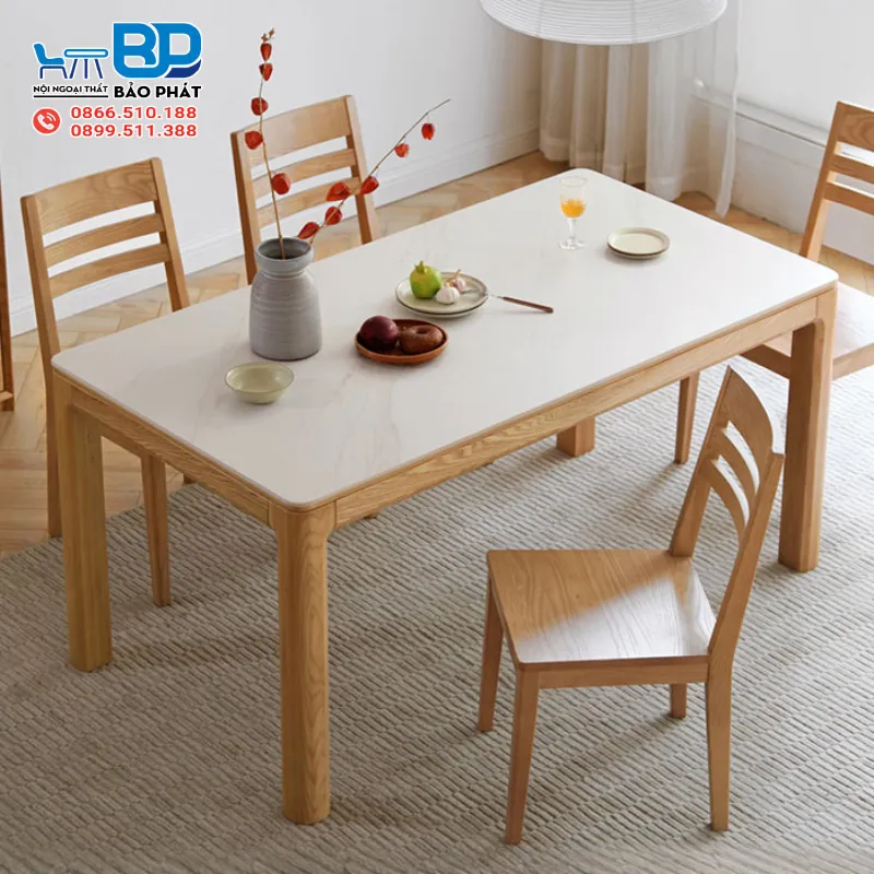 Bộ bàn ăn 4 ghế mặt đá nhỏ gọn