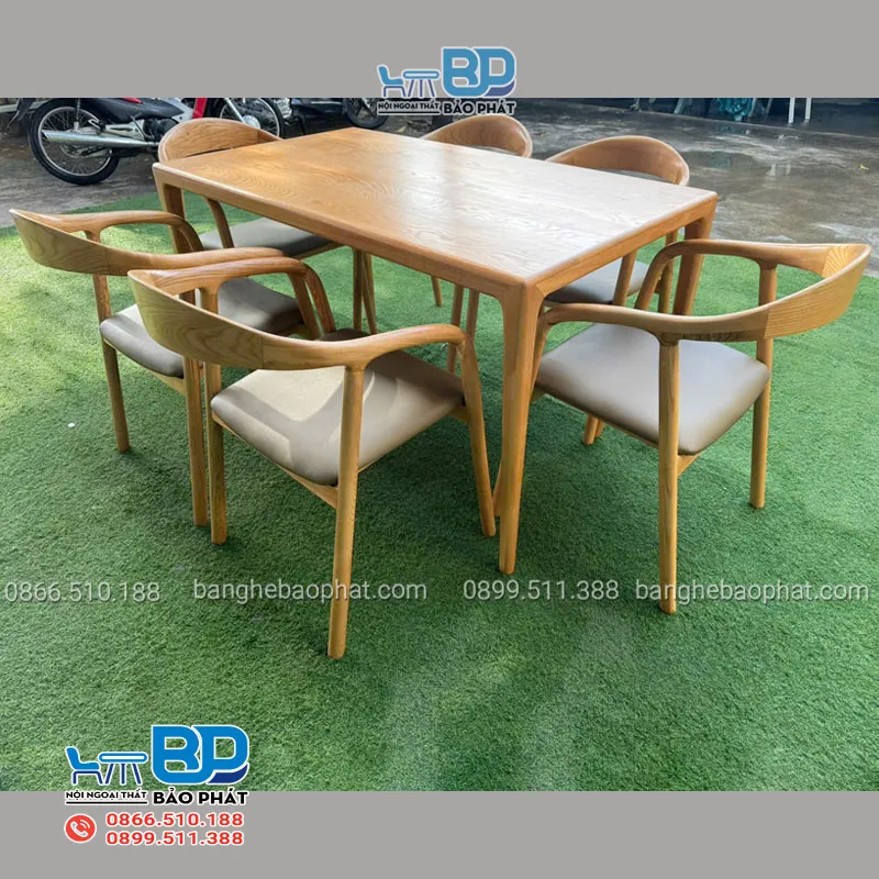 Bộ bàn ăn 6 ghế bọc da ghế neva bàn 1m8
