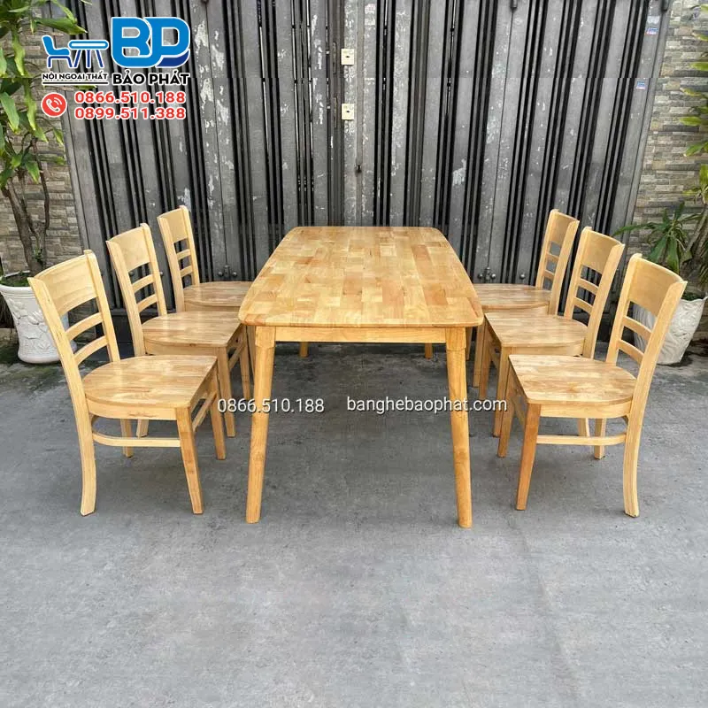Bộ bàn ăn 6 ghế gỗ tự nhiên BGPABP003