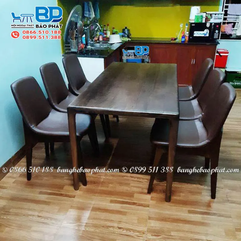 Bộ bàn ăn 6 ghế gỗ tự nhiên gỗ nệm Ventura