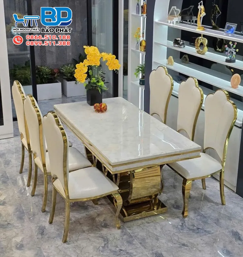 Bộ bàn ăn 6 ghế tân cổ điển góp phần tạo điểm nhấn cho không gian