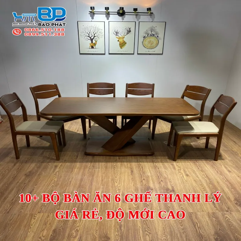 10+ bộ bàn ăn 6 ghế thanh lý giá rẻ, độ mới cao