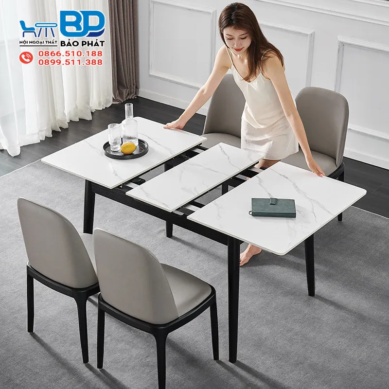 Bộ bàn ăn mặt đá thông minh 4 ghế