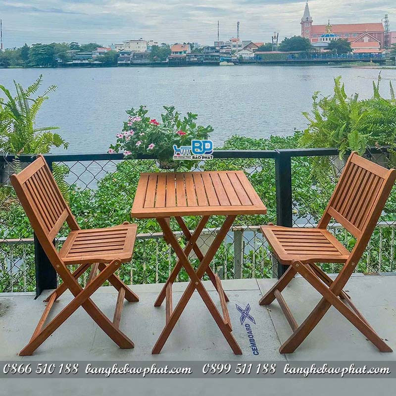 Bộ bàn ghế cafe gỗ xếp bền và đẹp