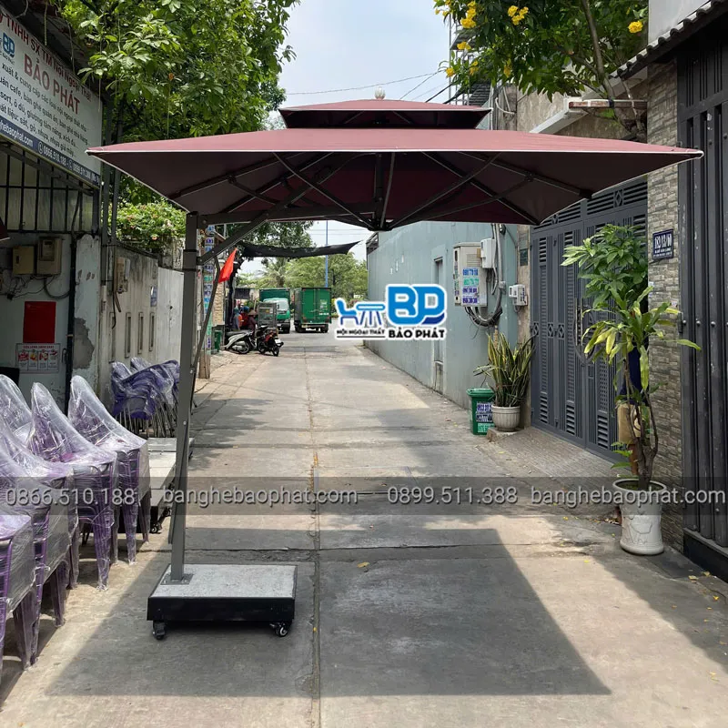 Dù che nắng ô tô 7 chỗ lệch tâm vuông không bèo 2,5 x 2,5 mét 8 sườn