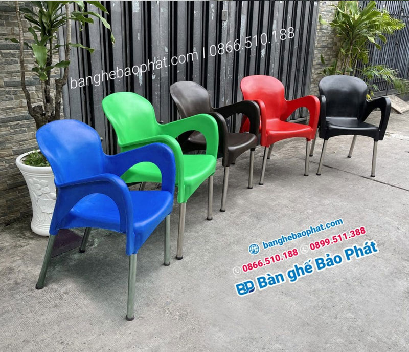 Ghế cafe nhựa đúc chân inox nhiều màu