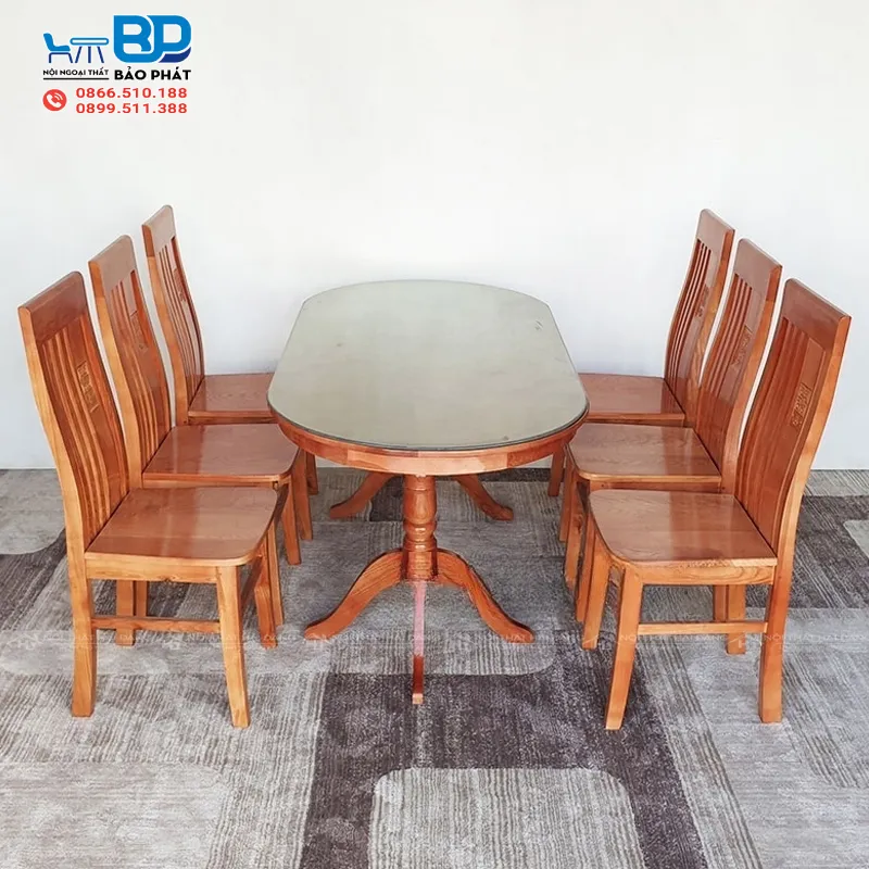Kích Thước Bàn Ăn 6 Ghế Tiêu Chuẩn Là Bao Nhiêu? 10 Kích thước bàn ăn 6 ghế hình oval