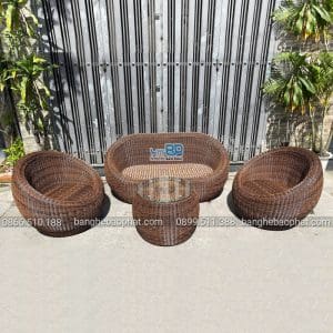 Sofa mây nhựa ngoài trời sofa trứng dây tròn tay to 8 Sofa mây nhựa ngoài trời sofa trứng dây tròn tay to
