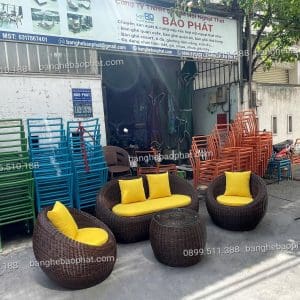 Sofa mây nhựa ngoài trời sofa trứng dây tròn tay to 9 Sofa mây nhựa ngoài trời sofa trứng dây tròn tay to