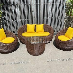 Sofa mây nhựa ngoài trời sofa trứng dây tròn tay to 10 Sofa mây nhựa ngoài trời sofa trứng dây tròn tay to