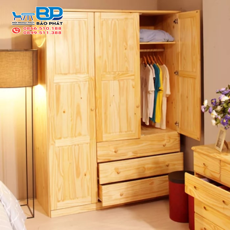 Gỗ Thông là gì? Đặc điểm, Ưu nhược điểm và Ứng dụng của gỗ Thông 16 Tủ quần áo làm từ gỗ thông
