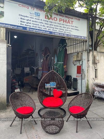 Xích đu sân thượng mây nhựa