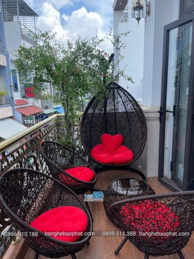 Xích đu sân thượng mây nhựa