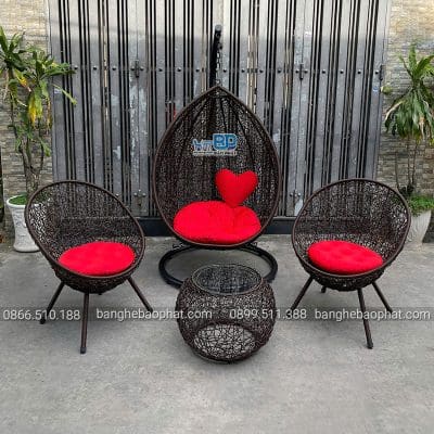 Xích đu sân thượng mây nhựa