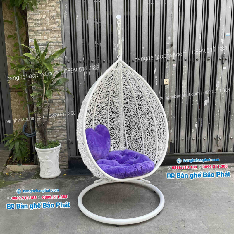 Xích đu trứng đơn mây nhựa XDDBP001