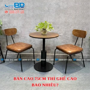 Bàn cao 75cm thì ghế cao bao nhiêu?