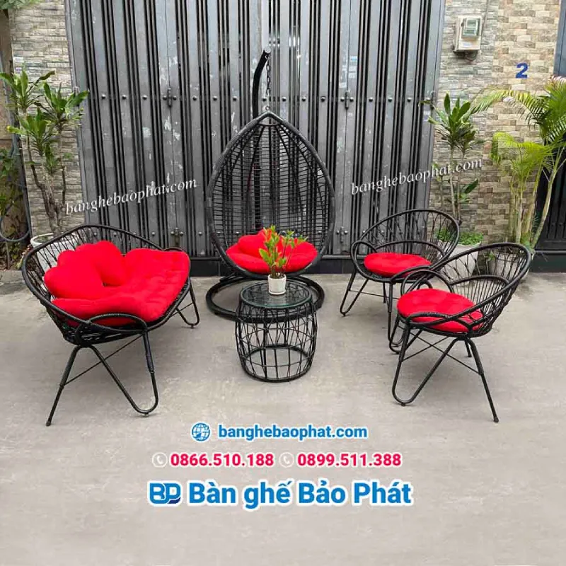 Bàn ghế cafe ban công nhựa giả mây BGNGMBCBP001
