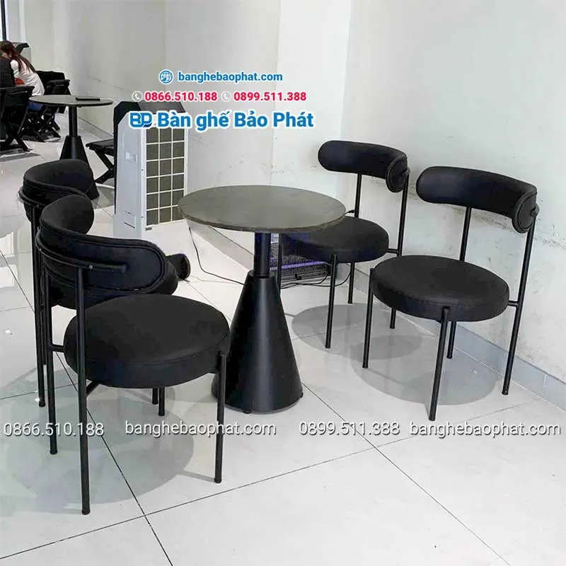 Bàn ghế cafe chill sắt nệm ghế Simon