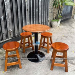 Bộ Bàn Ghế Cafe Gỗ Thông Không Tựa Lưng 10 Bàn ghế cafe gỗ thông không tựa lưng