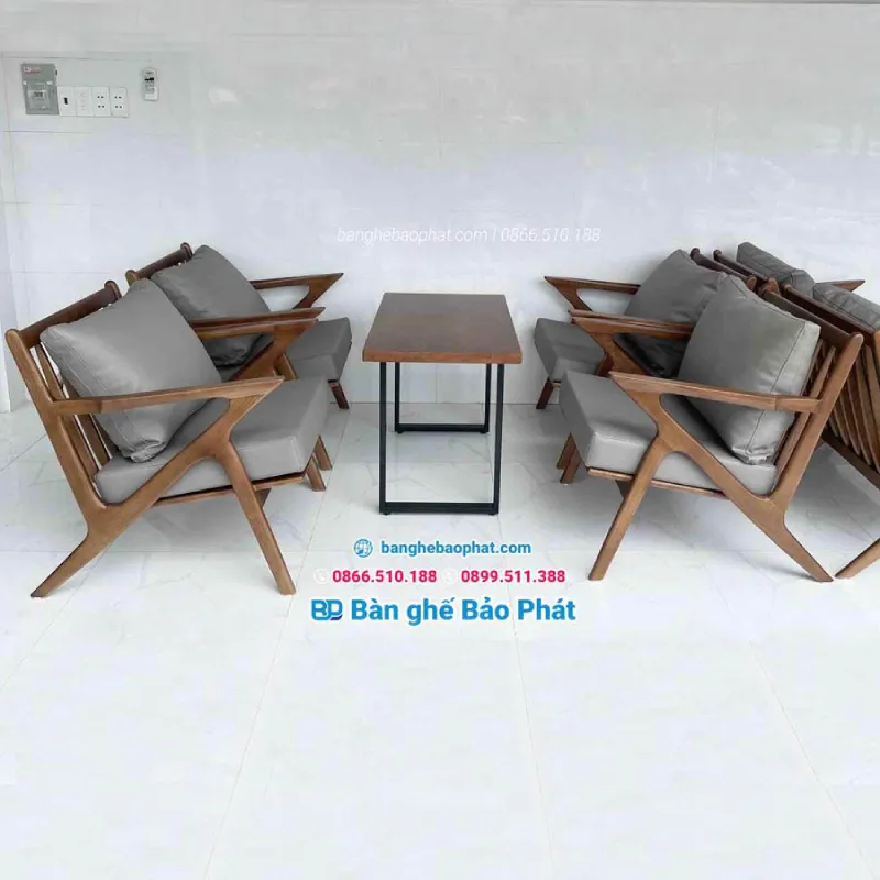 Bàn ghế gỗ phòng khách hiện đại chữ Z