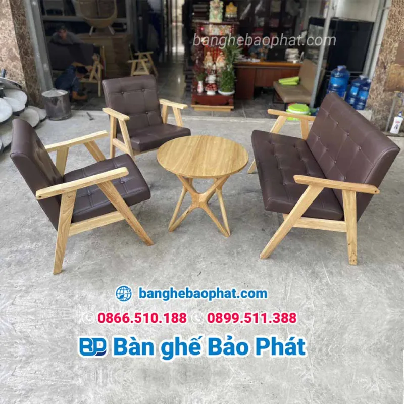 Bàn ghế gỗ phòng khách hiện đại gỗ nệm SFGMBP002