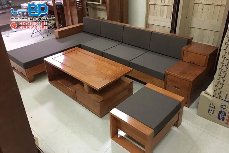 Bàn ghế gỗ sồi phòng khách hiện đại