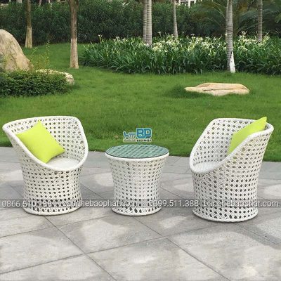 Bàn ghế nhựa giả mây ban công BGNGMBP070