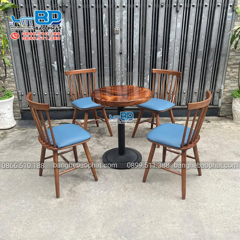 Bàn ghế phòng khách đơn giản ghế 7 nan bọc nệm