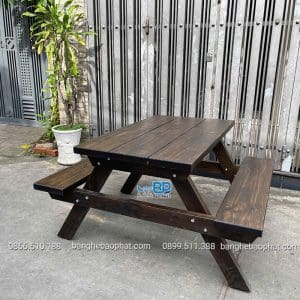 Bộ Bàn Ghế Gỗ Thông Ngoài Trời Chữ A 11 Bộ bàn ghế gỗ thông ngoài trời chữ A