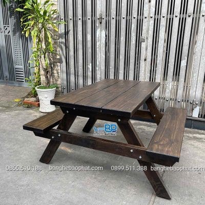 Bộ bàn ghế gỗ thông ngoài trời chữ A