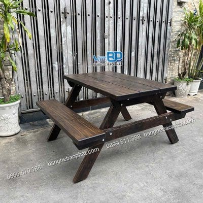 Bộ bàn ghế gỗ thông ngoài trời chữ A