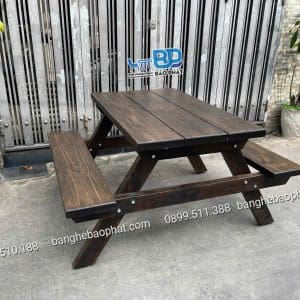 Bộ Bàn Ghế Gỗ Thông Ngoài Trời Chữ A 10 Bộ bàn ghế gỗ thông ngoài trời chữ A