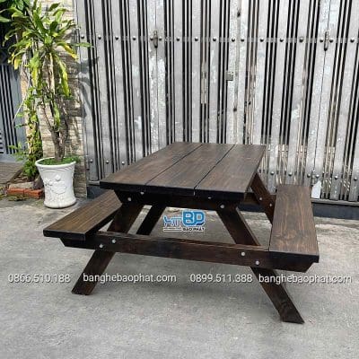 Bộ bàn ghế gỗ thông ngoài trời chữ A