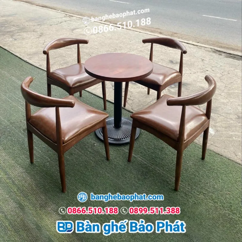 Bộ bàn ghế uống trà ghế bull sừng trâu gỗ nệm BGGBP016