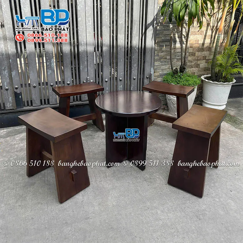 Bộ bàn ghế uống trà gỗ thông BGGTBP003