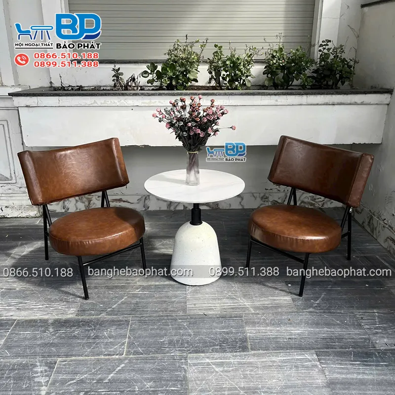 Bộ bàn ghế uống trà sắt bọc nệm SFSNBP031