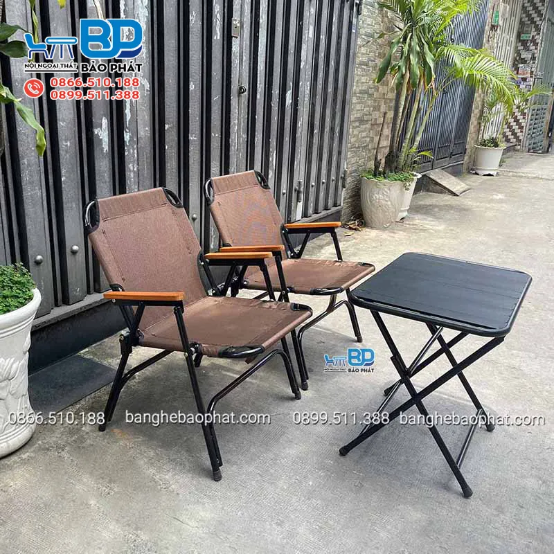 Ghế camping gấp gọn khung sắt lưới textilene