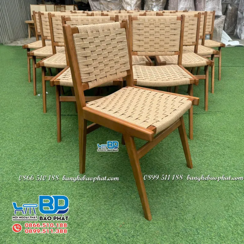 Ghế gỗ thư giãn ngoài trời đan dây thừng bền bỉ