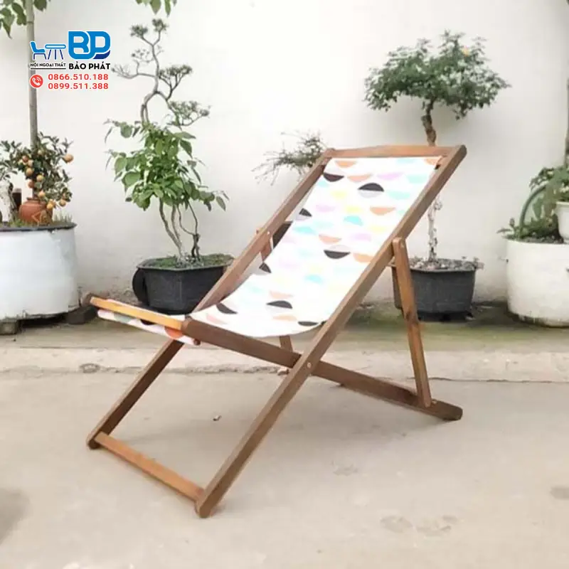 Ghế võng gỗ thư giãn màu trắng kem