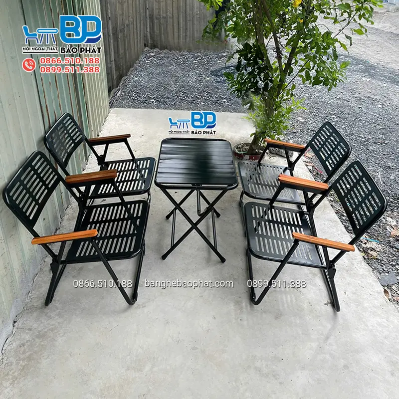 Ghế xếp thư giãn có tay tựa sắt CNC