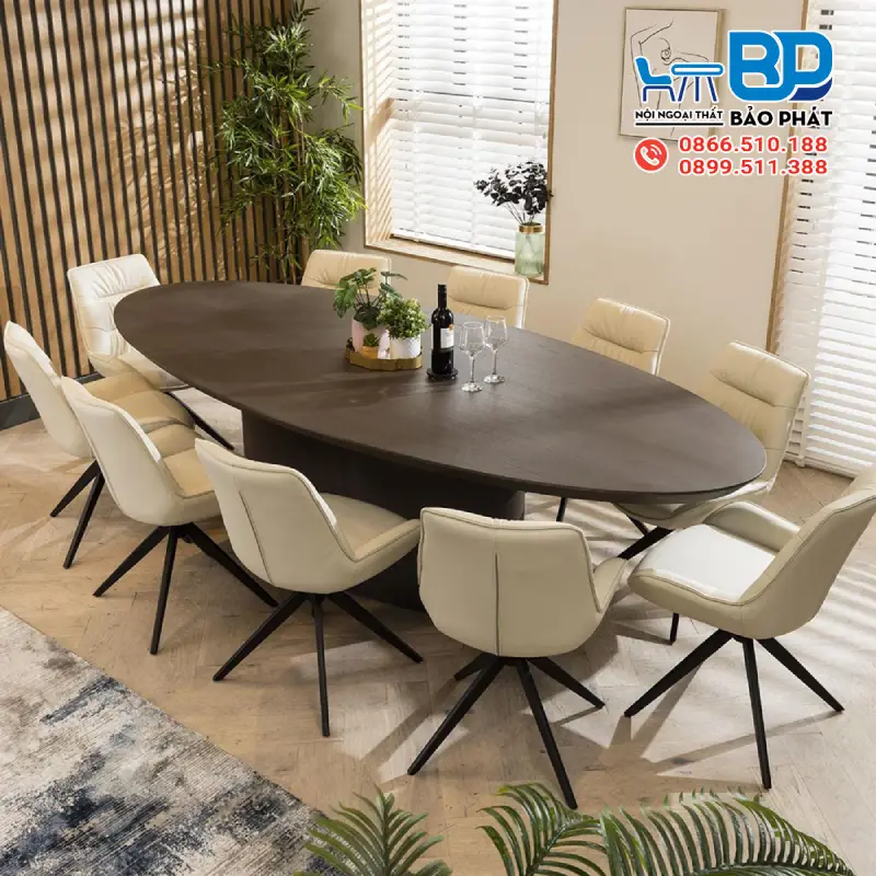 Kích Thước Bàn Ăn 10 Người Tiêu Chuẩn 10 Kích thước bàn ăn 10 người hình oval