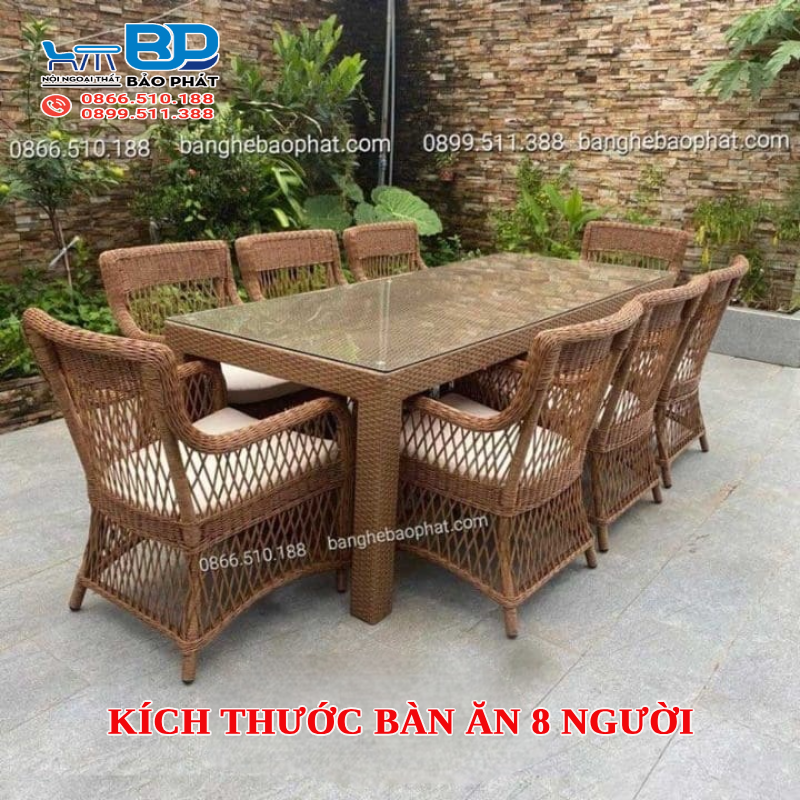 Kích thước bàn ăn 8 người