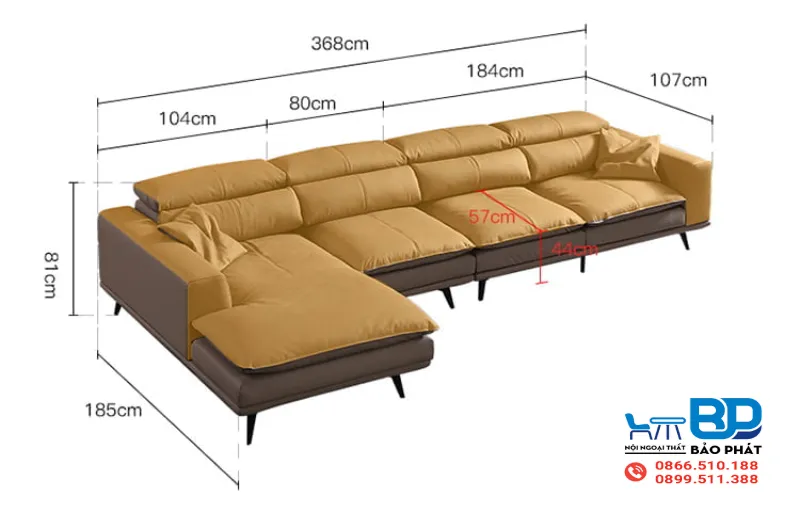 Kích Thước Ghế Sofa Tiêu Chuẩn Theo Từng Loại 14 Kích thước sofa góc (sofa chữ L)
