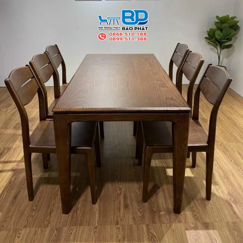 Mẫu bàn ghế gỗ sồi 6 ghế tiện lợi cho phòng ăn