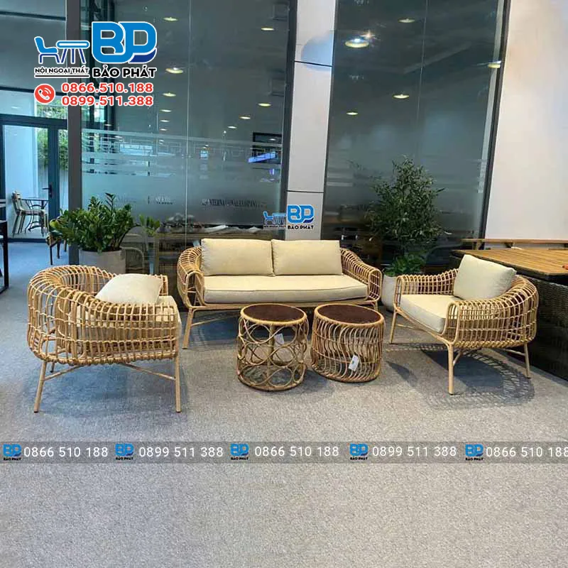 Sofa phòng khách đơn giản nhựa giả mây SFNGMBP021