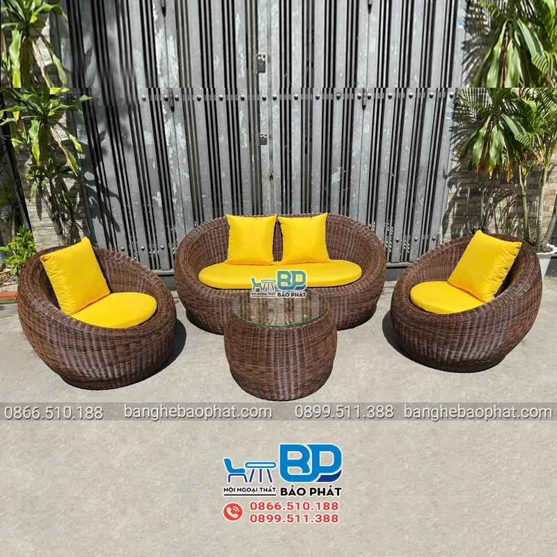 Sofa thư giãn ngoài trời nhựa giả mây