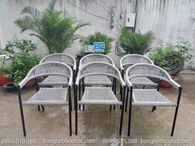 Bàn ghế đan dây dù BGDDBP001